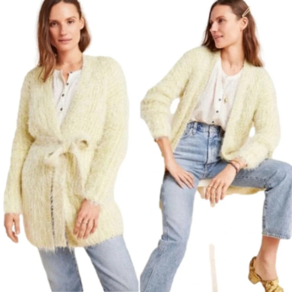 Anthropologie yellow sparkle/shag wrap. - Picture 1 of 7